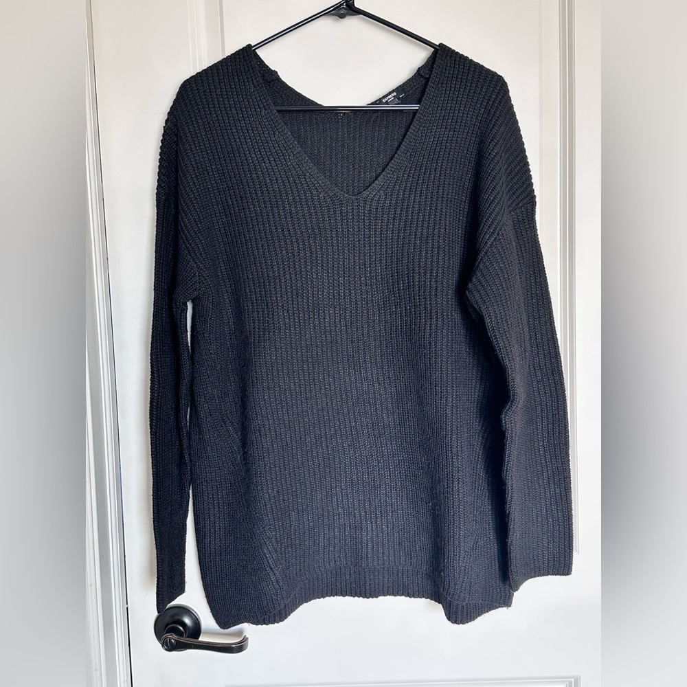 Express Black V-Neck Women's Sweater